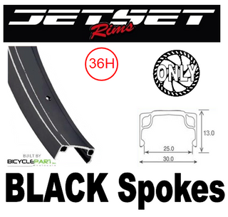 WHEEL - 20" Jetset 7X 36H Black Rim, 8/10 SPEED Q/R (135mm OLD) 6 Disc Loose Ball Joytech Black Hub, Mach 1 BLACK Spokes