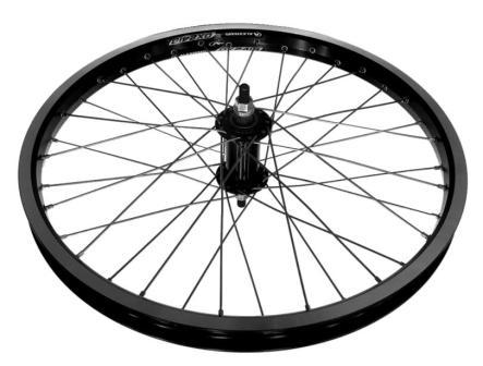 WHEEL 20 x 1.75 Alex DM-24 D/w Eyeleted Alloy Rim W/msw , Novatec Sealed Bearing 3/8 Axle Front , BLACK Mach 1 Spokes . FRONT .