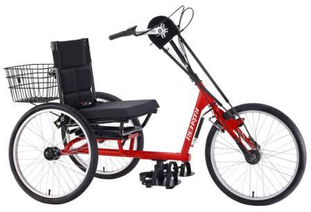Rehatri Trike 24" Handcycle with Sturmey Archer 3spd, Front wheel drive, RED