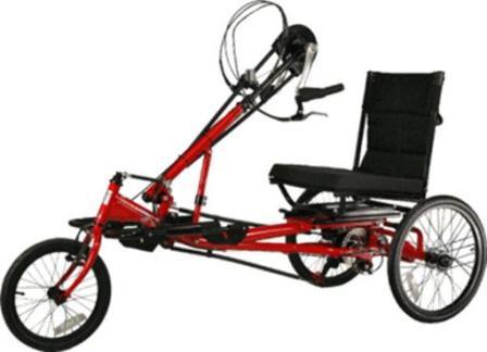 Rehatri Handcycle Recumbent Trike 16"Front and 20" rear wheel size, RED, 7 speed