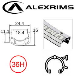 RIM 700c x 18mm - ALEX DM18 - 36H - (622 x 18) - Schrader Valve - Rim Brake - D/W - SILVER - Eyeleted - MSW (ERD 606.5)