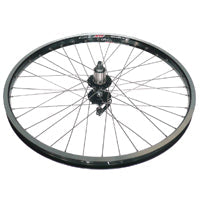 WHEEL 24" Alex DM-24 D/w Eyeleted Black Alloy rim W/msw , Novatec Disc 8/11 Speed Q/r Cassette Black Hub , Mach 1 Spokes . REAR. (match 95013)