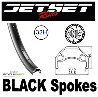 WHEEL - 27.5 / 650B Jetset HC-X359 32H P/j Matt Black Rim, FRONT DYNAMO 12mm T/A (100mm OLD) 6 Disc Sealed Shutter Precision (PD-7) Black Hub, Mach 1 BLACK Spokes