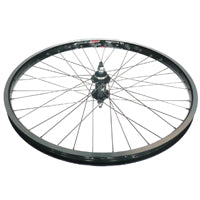 WHEEL 24" Alex DM-24 D/W Eyeleted Rim W/msw, Single Sided Screw On Nutted Alloy Hub (110 old), Mach 1 Spokes, REAR. BLACK with SILVER Spokes (Matching Front 94196)
