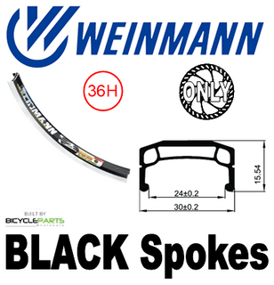 WHEEL - 20" Weinmann DM30 36H P/j Black Rim, 8/10 SPEED Q/R (135mm OLD) 6 Bolt Disc Sealed Novatec Black Hub, Mach 1 BLACK Spokes