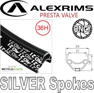WHEEL - 29er Alex MD21 36H P/j Black Rim, FRONT Nutted (100mm OLD) 6 Disc Sealed Novatec Black Hub, SILVER Spokes