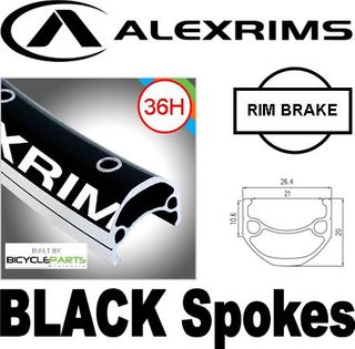 WHEEL - 26" Alex DM-21 36H P/j Black Rim, 8/11 SPEED Q/R (135mm OLD) Sealed Novatec Black Hub, Mach 1 BLACK Spokes