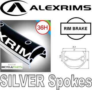 WHEEL - 26" Alex DM-21 36H P/j Black Rim, 8/11 SPEED Q/R (135mm OLD) Sealed Novatec Black Hub, Mach 1 SILVER Spokes