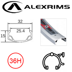 RIM 26" x 26mm - ALEX Zuma 3.0 - 36H - (559 x 26) - Schrader Valve - Rim Brake - S/W - SILVER - (Suit Cruiser)