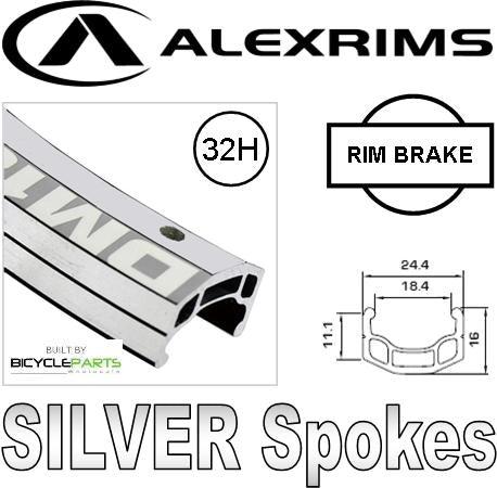 WHEEL 700c Alex DM-18 32H D/W Eyeleted Rim, Joytech 32H 8/10 Speed 130mm, Mach 1 spokes, REAR. ALL SILVER