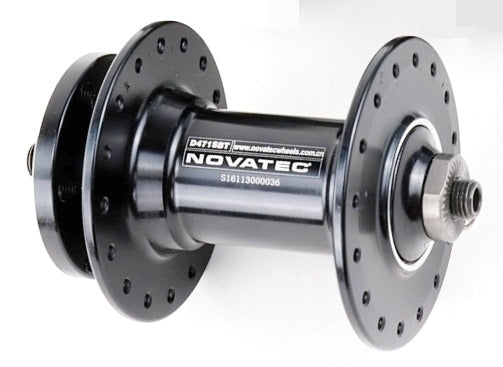 FRONT HUB - Novatec, 32H, 9mm x 110mm Q/R BOOST SPEC, Sealed , 6 Disc, Alloy Axle & Freehub Black Hub
