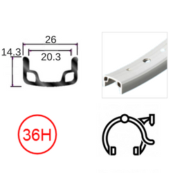 Rim, 24 x 1 3/8 Ano Silver , 36H -S/w - Alloy Rim -S/v . (ERD 530)