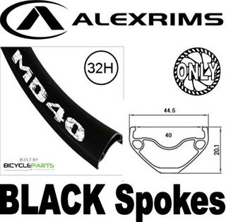 WHEEL - 27.5 / 650B Alex MD40 32H Black Rim, XD-DRIVER 12mm T/A (148mm OLD) 6 Disc Sealed KT (612 POE 0.6 deg Hub Body) SRAM XD Black Hub, BLACK Spokes