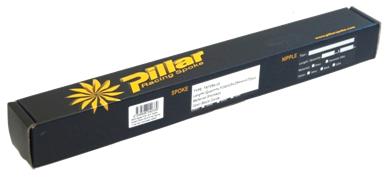 SPOKES - Pillar Double Butted Spokes, 296mm, BLACK (Box of 72) - 14G J Hook & Thread, 15g Middle, J Hook, Stainless Steel, 14 Gauge CP Brass Nipples, PD1415