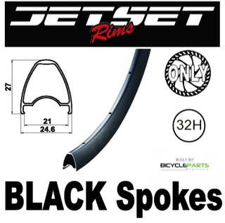 WHEEL - 700C Jetset JS-919 32H Black Rim, FRONT 3 in One (100mm OLD) 6 Disc Sealed Novatec Light Weight Black Hub, BLACK Spokes