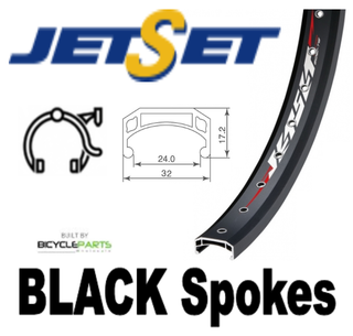 WHEEL - 24" Jetset CH-308A 36H Black Rim, 1 SPEED COASTER 3/8 Nutted (110mm OLD) Loose Ball Hi-Stop Black Hub, BLACK Spokes