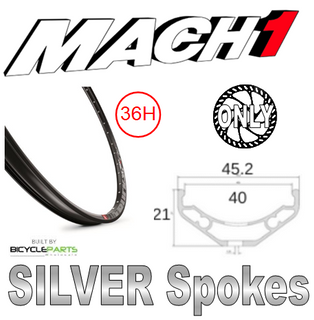 WHEEL - 27.5 / 650B Mach1 Trucky-40 36H P/j Black Rim, 8/11 SPEED 12mm T/A (142mm OLD) 6 Disc Sealed Novatec Black Hub, SILVER Spokes