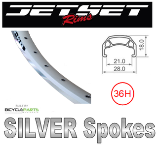 WHEEL - 700C Jetset CH-E213 36H P/j Silver Rim, SCREW-ON MULTI Nutted (126mm OLD) Loose Ball Joytech Alloy Silver Hub, SILVER Spokes