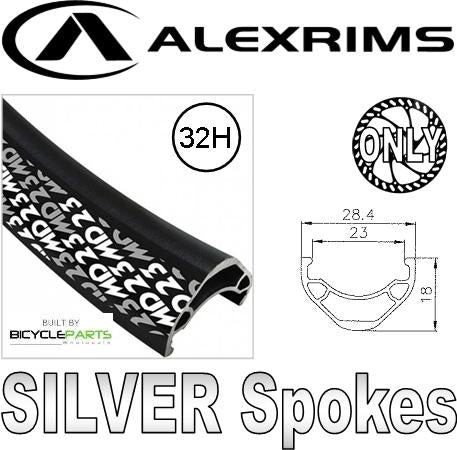 Wheel ALEX MD23 700C/29ER BLACK EYE RIM, BLACK FRONT NOVATEC Q/R 9mm AXLE 6 DISC HUB, SILVER Mach Spokes . (match 97111S)