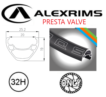 A NEW ITEM - RIM 29er x 20mm - ALEX SD20 - 32H - (622 x 20) - French Valve - Disc Brake - D/W - BLACK - Eyeleted - Tubeless Ready - (ERD 599mm)