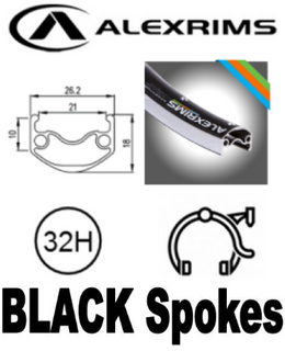 WHEEL - 29er Alex ADVENTURER 2 32H P/j Black Rim, 8/10 SPEED Q/R (130mm OLD) Loose Ball Joytech Black Hub, BLACK Spokes
