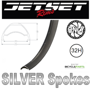 WHEEL - 27.5/650B Jetset AM-30 32H S/j Black Rim, FRONT Q/R (100mm OLD) 6 Disc Loose Ball Joytech Black Hub, SILVER Spokes