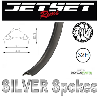 WHEEL - 29er Jetset AE-30 32H S/j Black Rim, , F/v, TRS, FRONT 15mm T/A (110mm OLD) 6 Disc Sealed Novatec Boost Purple Hub, SILVER Spokes