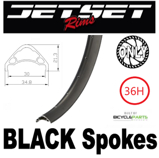 WHEEL - 27.5/650B Jetset AE-30 36H S/j Black Rim, 8/11 SPEED 12mm T/A (142mm OLD) 6 Bolt Disc Sealed Novatec Black Hub, BLACK Spokes