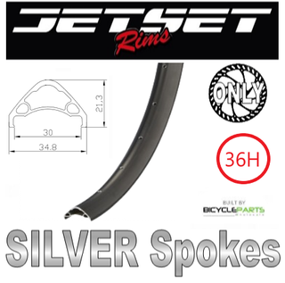 WHEEL - 27.5/650B Jetset AE-30 36H S/j Black Rim, 8/10 SPEED Nutted (135mm OLD) 6 Disc Sealed Novatec Black Hub, SILVER Spokes