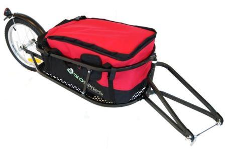 Sorry See 9810 - same trailer - different color bag Single wheel Cargo Trailer. Steel Frame. in Black with 90L Red Bag, 40Kg capacity