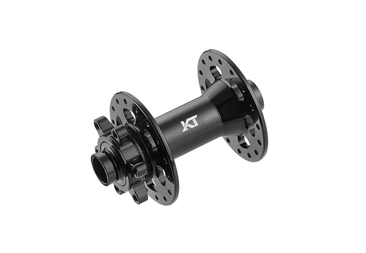 HUB "KT" Brand – FRONT - 15mm T/A BOOST (110mm OLD) - 6 disc - 32H - Sealed - ANOD Black - W/KT logo