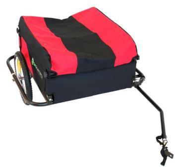 Bicycle Cargo trailer. Steel Frame. Red /Black Cover, loading size 75 x57.5 x32 cm, capacity 60 kg