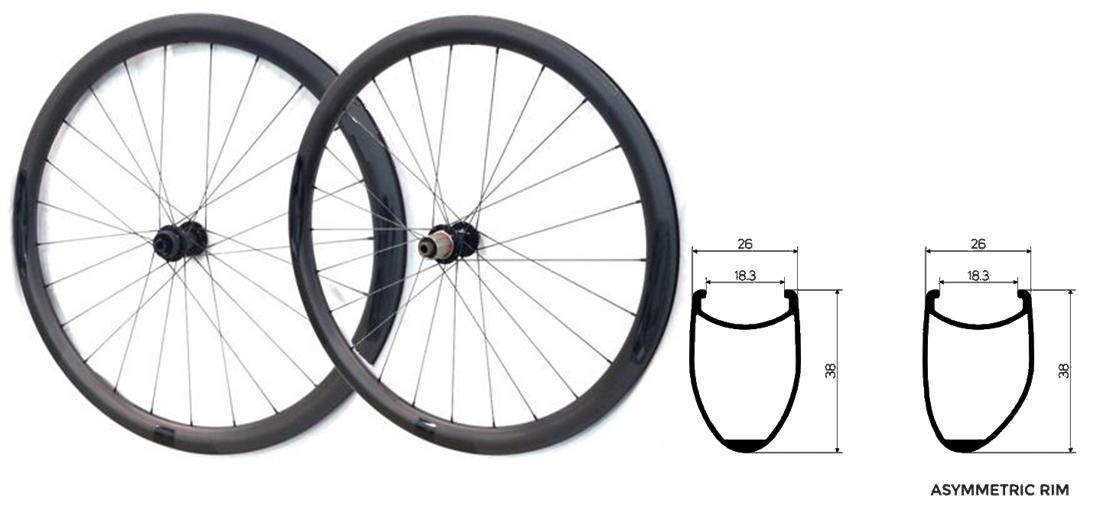 Wheelset CARBON 700c Novatec R3- CENTRE LOCK DISC (38mm Deep Clincher Rim F&R ). (Shim 11 speed Body) R: 142 x 12mm Thru. F: 100 x 12mm Thru