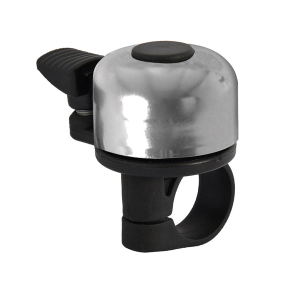 Mini-Flick Bell, fits 22.2mm diameter handlebar, Silver - (Variable position dinger) - Oxford Product
