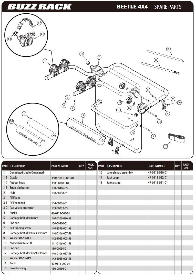 Beetle 4X4 (Trunk) 2 Bike Dual Arm Rack