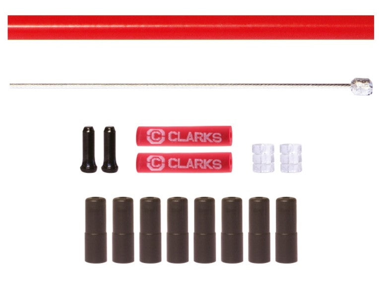 GEAR KIT - Universal INNER & OUTER, qty 2 x 2300mm Stainless Steel cables, RED SP 4mm 2700mm Housing, w/8 ferrules, 2 donutrs and 2 red end caps