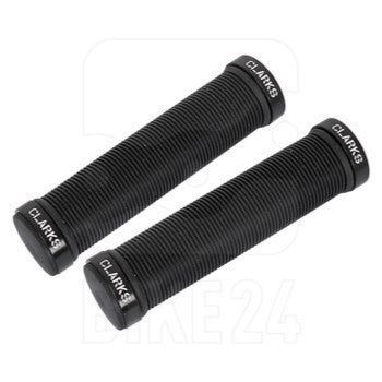 GRIPS, Clarks, Dual lock on ,130mm, With Bar Plugs, Ribbed Look Grip Pattern, All Black