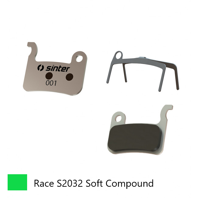 BRAKE DISC PADS - MTB premium RACE pads (extra bite), GREEN, Shimano A type | TRP XTR BR-M975 | BR-M966 | BR-M965 | XT BR-M776 | BR-M775 | BR-M765 etc Quality Sinter product