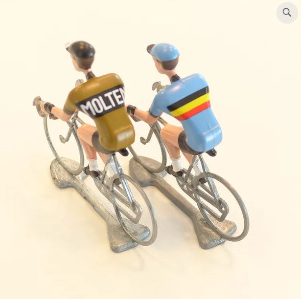 A FLANDRIENS Models, 2 x Hand painted Metal Cyclists, Molteni jerseys