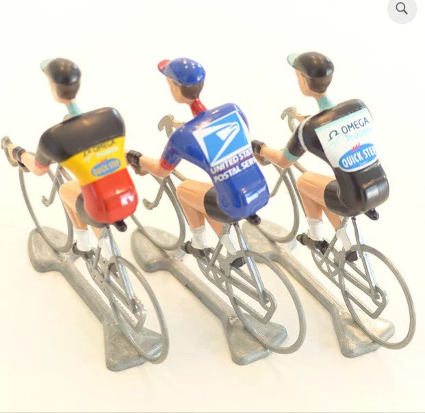 A FLANDRIENS Models, 3x Hand painted Metal Cyclists, Boonen in 3 types jerseys