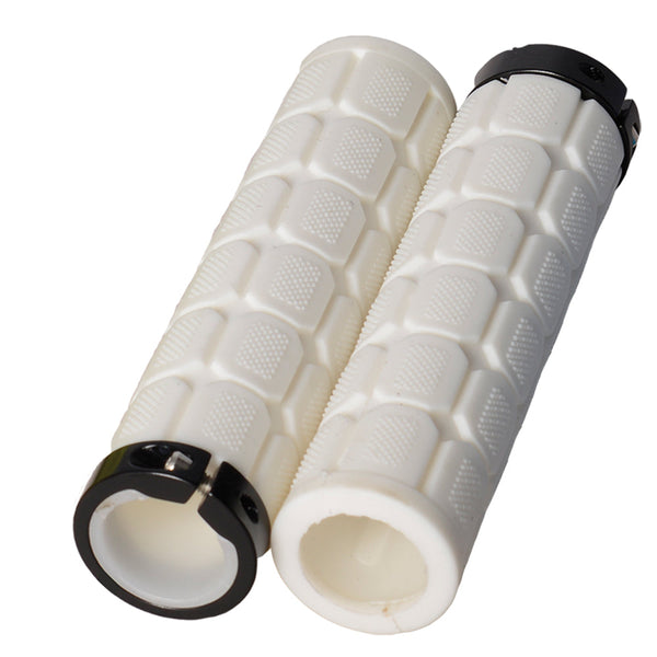 GRIPS - Lock on fat grips, larger diameter ( OD: aprox 33mm) for increase comfort & bigger hands, handlebar end plus incl, WHITE - Oxford Product