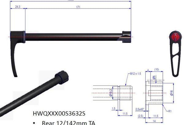 RWS 12 142 171mm long 1.5mm pitch E-THRU