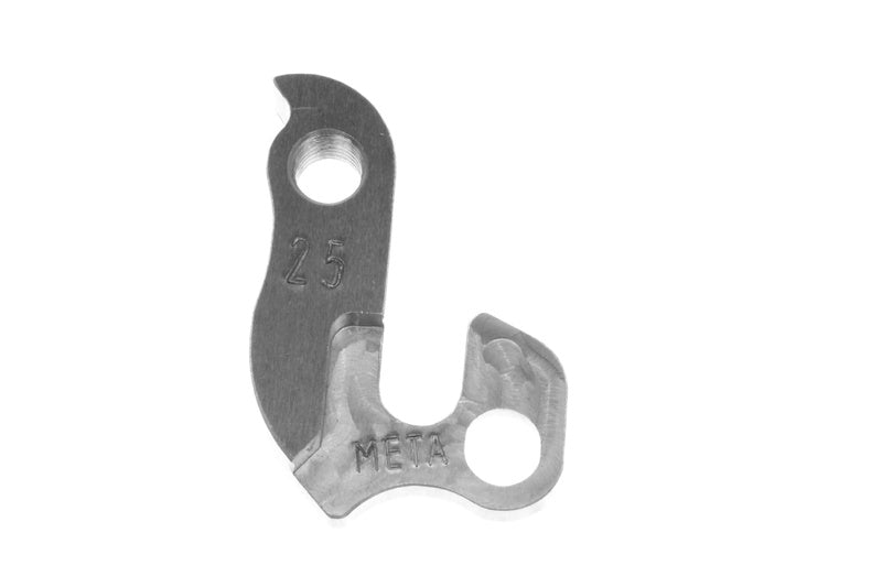 META CNC DERAILLEUR HANGER - Model 25, Material 6061 T651 Aviation Aluminium, CNC Machined, Silver, Jamis, Schwinn, etc
