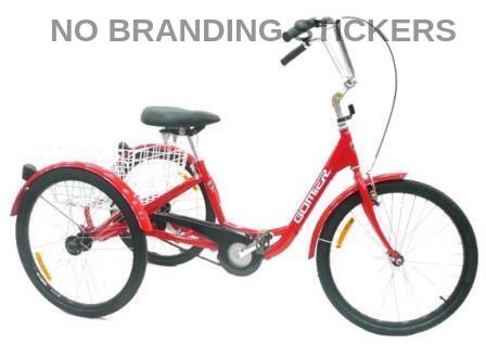 No branding stickers - TRIKE 24" 3 Speed (Coaster) NEXUS, 2500 Series (Designed in Australia) Bright RED