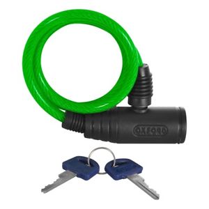 LOCK - Bumper Cable Lock, 600x6mm, 2 keys provided, GREEN - Oxford Product