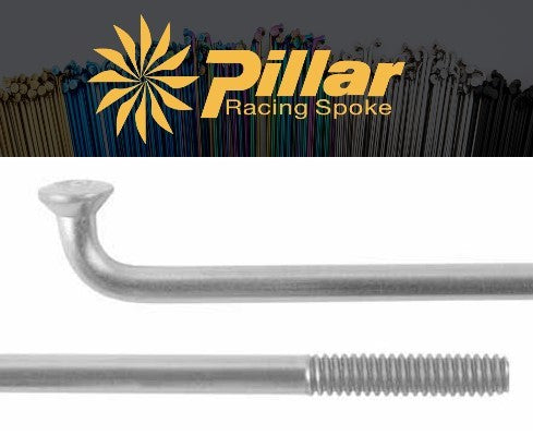 Spoke, Pillar, SILVER, 310mm, 12G (2.6mm), Stainless Steel, incls nipple, J-Bend, SOLD INDIVIDUALLY