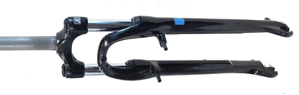 SUSPENSION FORK 700c, Threadless, SR SUNTOUR, travel 63mm, for axle 9mm, coil spring, alloy crown, w/pivot only for V brake, stem: 1 1/8, BLACK (Steerer length 255mm)