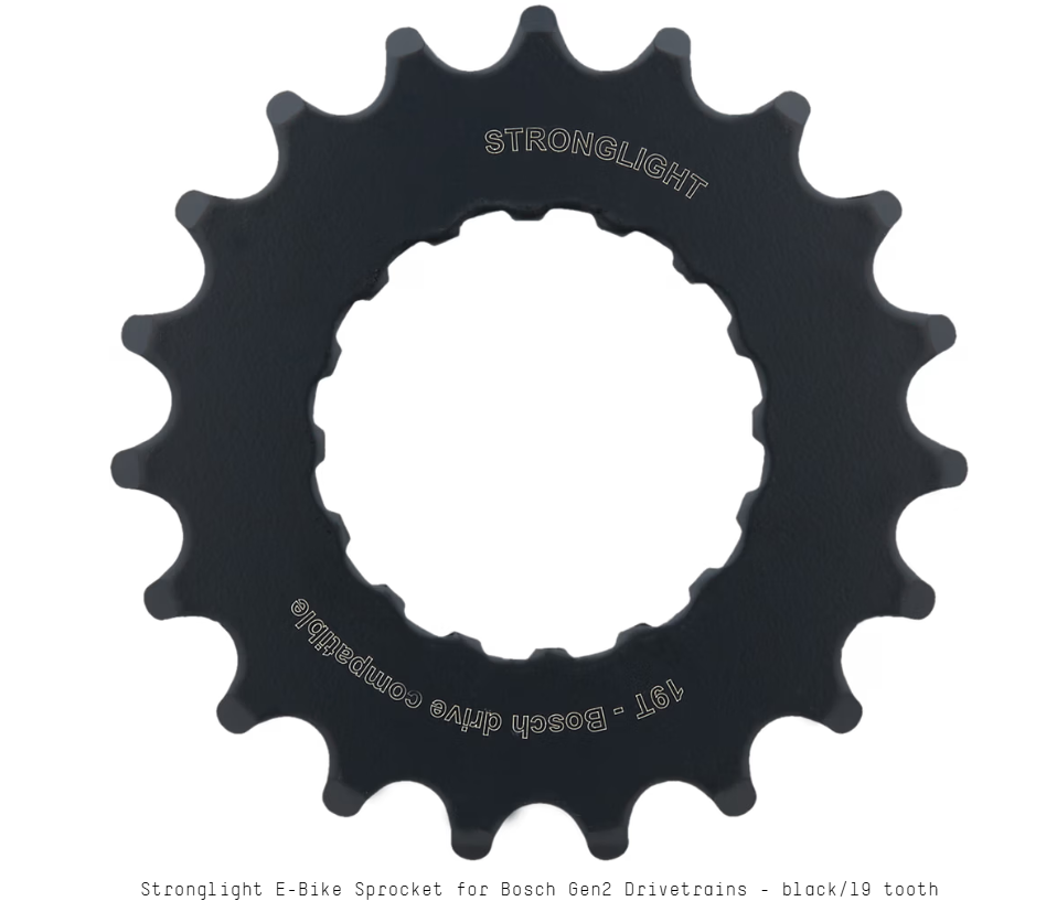 E-BIKE SPROCKET, COMP. BOSCH - 2nd GENERATION, STEEL, BLACK, 19T, a Quality STRONGLIGHT product, - 262561