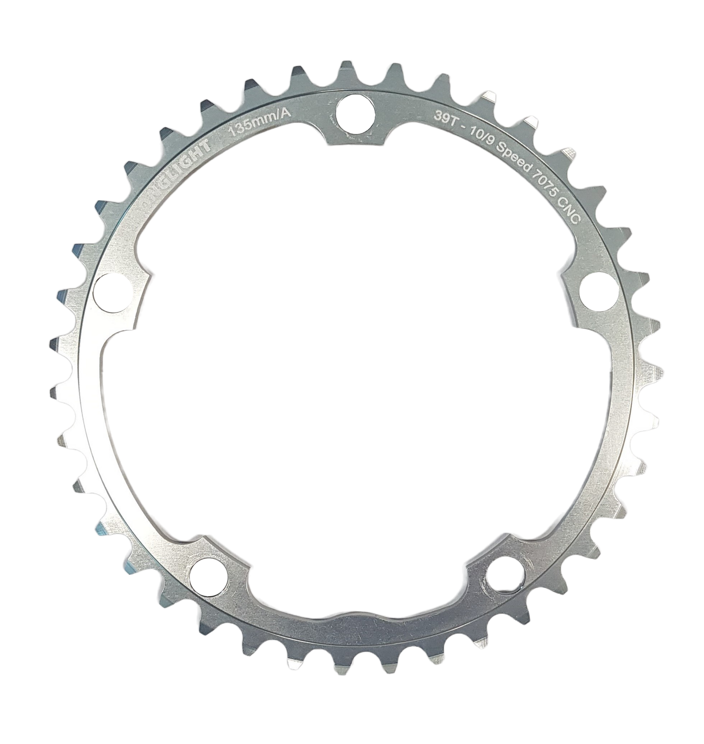 CHAINRING - ROAD "STRONGLIGHT", 39T, 7075-T6, SILVER, Campag 9/10spd - 135 BCD, 5 Hole