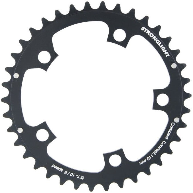 ROAD CHAINRING, 42T, STANDARD TYPE S - 5083 SILVER, 9/10 speed, 110 BCD Inner, 5 arms, A Quality Stronglight product, CHAINRING - 266054